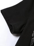 Spider Studded Short Sleeve Crop Top-Outfit