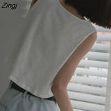 Colors Tanks Women Pockets Basic Simple Korean Style Chic Trendy Ulzzang All-match Female Crop Top Summer Teen College BF