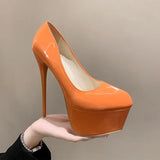 Autumn New High Heel Single Shoes Women's Color Fine Heel Sexy Single Shoes Waterproof Table Ultra-High Heel Nightclub Women's Shoes