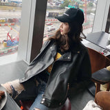Zingj Spring And Autumn Installed New Pu Small Leather Coat Female Short Style Korean Version Loose Student Chic Locomotive Leather Jacket Female