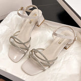Drill Sandals In Women's Sandals 2025 Summer New Thick Heel With Buckle Fairy Wind Toess