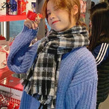 Women Scarves Plaid Retro Soft Korean Style Trendy Ins Warm Soft Casual Winter All-match Temperament Female High Quality