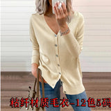 Zingj And Winter New Knit Cardigan Female Loose Jacket With Woolen Sweater V-Neck Sweater Coat Women's Clothing-Outfit