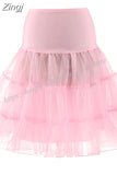 Skirts Womens Fashion High Waist Pleated Tutu Retro Vintage Petticoat Crinoline Underskirt Faldas