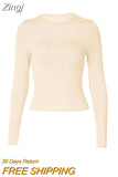 Women's Basic Long Sleeve Crop Top Solid Color Crew Neck Cozy Stretchy Slim Fitted Cropped T Shirts Pullover