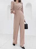 Spring Summer Women Casual Wide Leg Pant Jumpsuits Female Fashion Elegant Office Lady Long