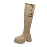 High-Tall Knight Boots Women Autumn And Winter New With Velvet High And Over-Knee Boots Two-Ded-Long-Headed Boots