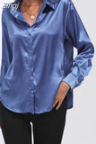 Women Shirts and Blouses Silk Womens Tops Loose Oversized Long Sleeve Blouse Women Spring Elegant Women Clothing OL