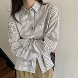 And Autumn Striped Long-Sleeved Shirt With Loose Belly Tops 2025 New Thin Casual Age-Red Shirt