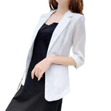 Zingj And Linen Imitation Hemp Small Suit Female 2024 Summer Thin Korean Version Leisure Slim Show Thin Professional Seven Minutes Sleeve Suit