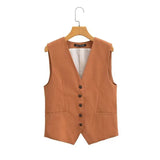 Autumn Style New Style Tooling Style Solid Color Slim Vest Shorts Leisure