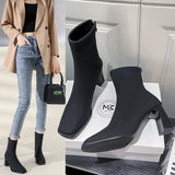 Boots Women's New Square Head Rough Stellar Tipper Skinny Heel High Heeled Women's Boots In Fall