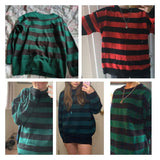 Sweater Women Pullovers Knit Casual Striped Pullovers Jumper Warm Teen Gril Streetwear Knitwear Sueters De