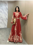 Court Style Trumpet Long Sleeve Clapping Waist Single Buckle A Word Positioning Print Dress Dress Dress