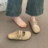 Shoes 2025 Spring And Summer New Retro Bun Head Thick Bottom Wear A Word With Half-Drag Belt Buckle