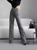Explosion Water Wash Denim Thin Straight Trousers Retro Old High-Rise