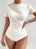Spring And Summer New Slimming Folding Short Sleeves Of Women's