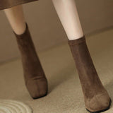 Head Thick Heel Elastic Thin Boots Female 2025 New Soft Leather High Heel Fashion Short Boots Korean French Women's