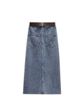 Style 2023 New Women's Long Split Denim Skirt Vintage High Wasit Jeans Skirt Female Straight Blue A-line Pencil