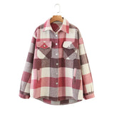 Autumn Women's Wear Urban Leisure Woolen Plaid Shirt