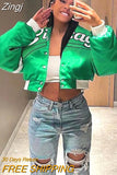 Letter Embroidery Varsity Jackets for Women 2023 Winter Coat Vintage Y2k Winter Streetwear Baseball Bomber