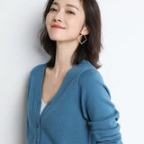 Women's cardigan sweater spring and autumn single-breasted sweater women's loose all-match top