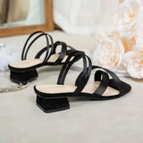 Head Sandals Women's New Thick And Black Fashion Large-Size Roman Women's