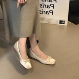 Single Shoes Women 2025 Spring New Low-Heeled Mary Jane Shoes Grandmother Shoes Soft Soles Of Shallow Bean Shoes