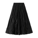 Autumn New High-Rise Slim Folding Long Swing A-Dress Skirt Women