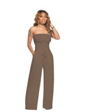 Zingj New Women's Casual Flat Shoulder Wrapped Chest Wide-Leg