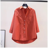 2025 Spring And Autumn Arts Fan Top Dress Design Sense Stitched Pink Side Open Fork Loose Casual Shirt