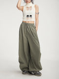 Zingj Wide-Leg Sweatpants Elastic Waist Logo Loose Versatile Air Pants Parachute Paratroop Cargo