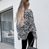 Loose Zebra Print Long Sleeve Shirt Women Blouse Spring Tops Fashion Office Lady Turn Down Collar Clothes Blusas New
