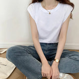 Zingj Sleeveless T-Shirt Female Loose 2024 Summer New Fashion Black Vest Shirt Student Top Wear