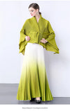 Gradient Suit Women's Autumn And Winter Loose Strap To Close Waist Pressure Folding Top + High Waist 100 Folded