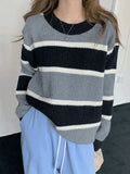 Color Block Striped Knit Sweater- Outfit