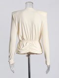 And South Korea Casual Simple Wind Top 2025 Autumn New Fashion Collar Shoulder Drawer Slimming Shirt