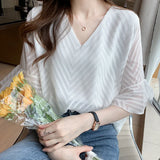 Chiffon Shirt Short-Sleeved Women's Summer Dress 2025 New Fashion Small Shirt Flared Sleeve