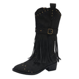 Boots Women Autumn And Winter New Belt Buckle Su Boots Rivet Belt Buckle Large-Size Tip-Notch