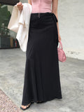 Xixi 2025 Spring New Temperament Commuting Solid Color Slim Waist Half-Body Skirt With Crooked Pencil Skirt
