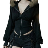 Cloth Forget Hairy Collar Collar Collar Collar Collar Collar Collar Collar Collar Coat Skinny Zipper Coat Waist Design Picts