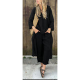 Spring And Autumn Cotton Tamply Size Women's Loose Casual V-Neck Long-Sleeved Trousers Two-Set