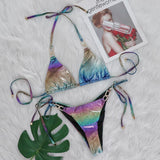 Zingj Bikini Set Dazzling Color Snake Grain Perm Gold Split Strap Female Swimsuit Rhinestone Accessories