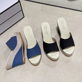 And Fish Mouth Large-Size Slippers Large-Size Summer New Thick Bottom Height Cloth Cold Slippers