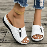 Slope Heel Sandals Women 2025 Summer New Belt Buckle Fashion Lightweight Burst Slippers