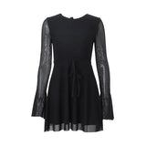 Zingj 2023 New Women's Ins Hot Girl Park Caiying With The Same Temperament Round Collar Horn Long Sleeve Gauze