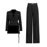 Angola Red Two-Piece Set 2025 New Irregular Pendulum With Design Jacket + High-Rise Straight Trousers