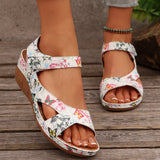 Asia's New Slope And Thick-Soled Sandals Women's Large Size With Fish Mouth Magic Stick Beach Cool