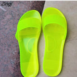 Women 2023 Summer Woman Jelly Shoes Candy colors PVC Flat Sandal Ladies Peep Toe Casual Slides Female Flip Flops