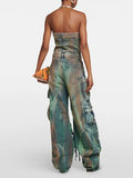 Zingj New Fashion Spray Color Camouflage Wipe Chest Integrated Overalls Sexy Hot Girl Jumpsuit